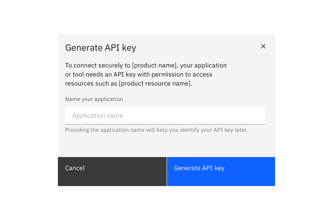 Example of an API key with a custom name